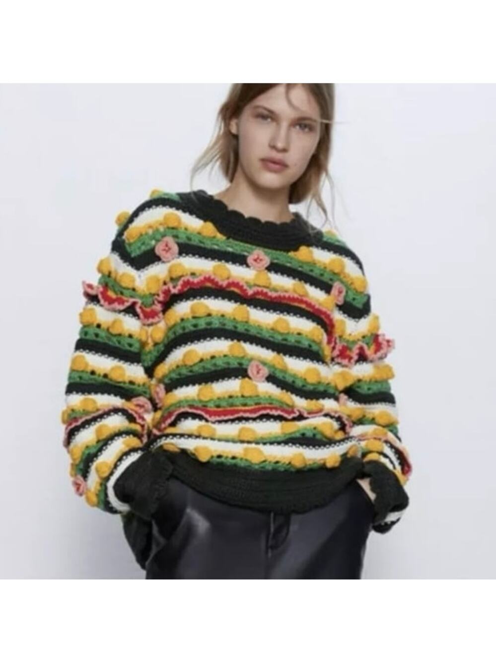 Limited Edition Zara knit wear green and yellow Sweater